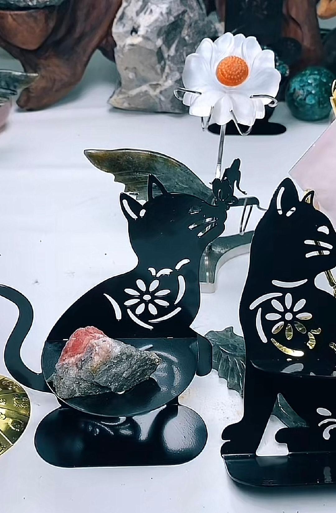Black Metal Sphere Holder with shelf Butterfly, Cat, Hamsa Hand, and Owl Black metal Sphere Stand Display your beautiful Spheres with these unique Metal sphere stands, stunning Display Stands