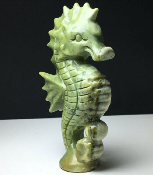 Carving Natural Crystal Mineral Specimen. GREEN JADE/Exquisite Sea Horse/You will receive (1) intuitively chosen beautiful piece similar to the picture.