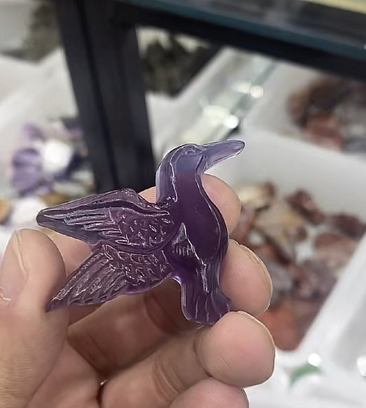 Carving Fluorite Crystal Hummingbird You will receive (1) intuitively chosen beautiful piece similar to the picture.