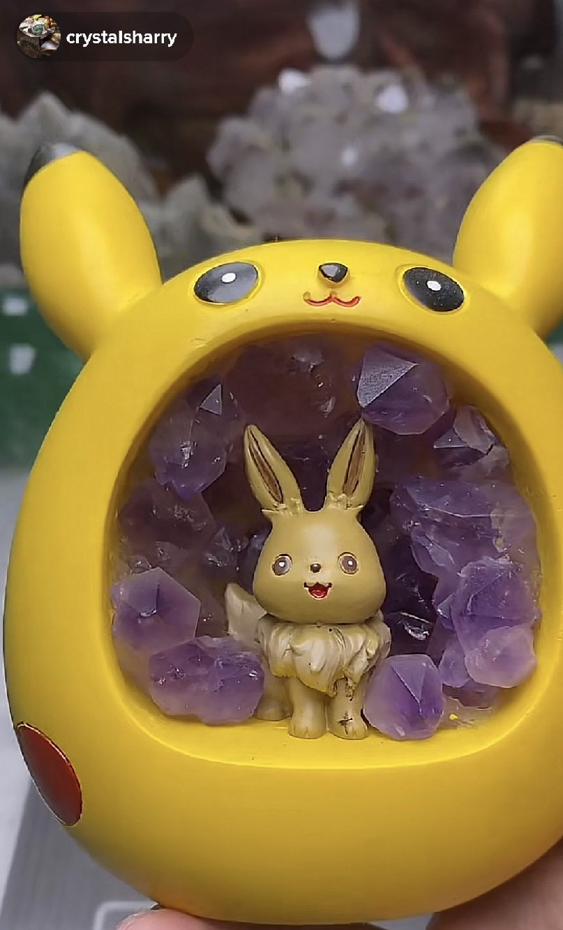Pokémon Night Light Pikachu and Eevvee  enhanced with Natural Crystal's inside