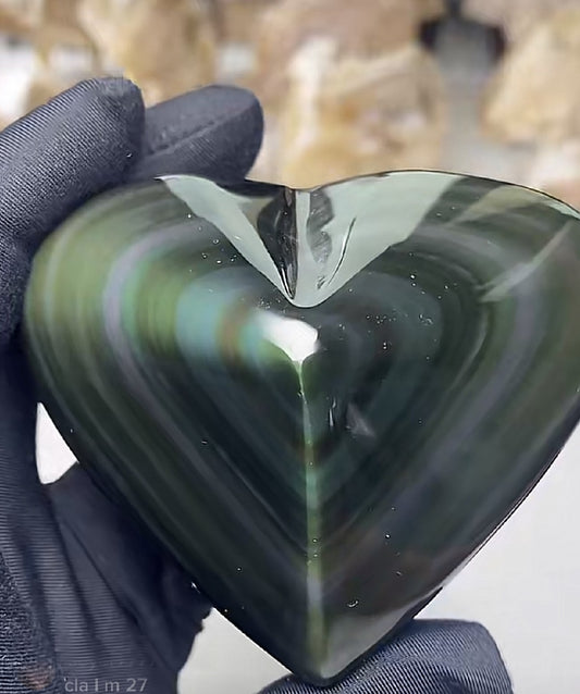 Carving/Rainbow Obsidian Heart /You will receive (1) intuitively chosen beautiful piece similar to the picture.